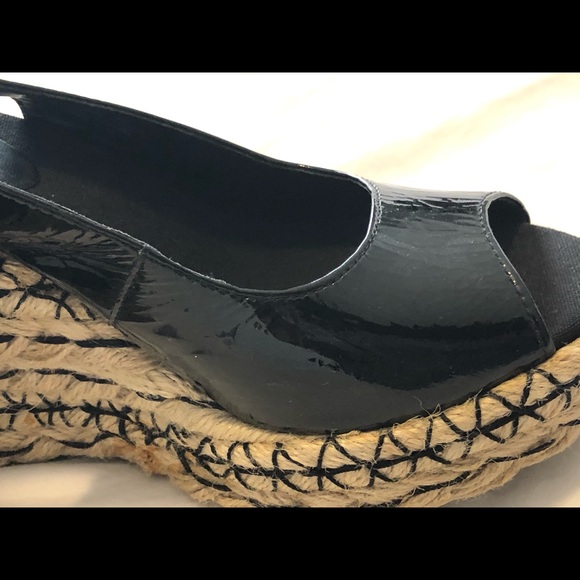 NWOTS RALPH LAUREN PATENT ESPADRILLE PEEP TOE WEDGE (8) - Picture 3 of 15